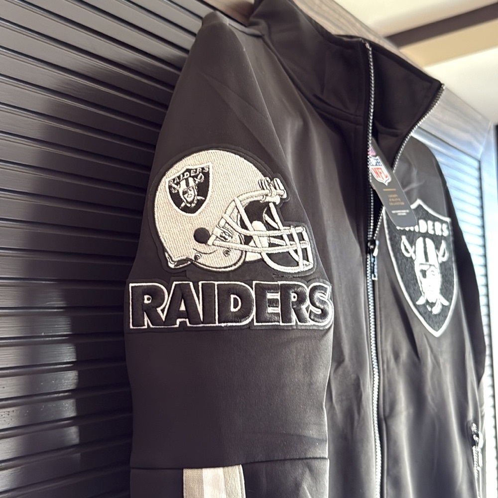 Unisex Black Raiders Jacket - 100% Cotton - Size Small - Picture 3 of 9